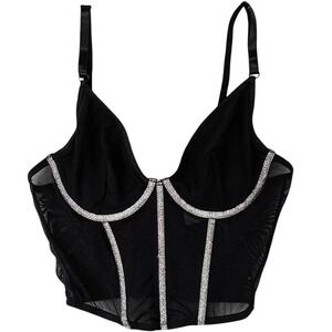 Spirit Bustier Corset Lace Womens M Black Whimsigoth Cosplay Y2K Fairy Grunge